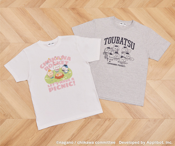 ちいかわぽけっと ピクニックなTシャツ（全2種）各3,630円　※サイズ展開：M、L、XL