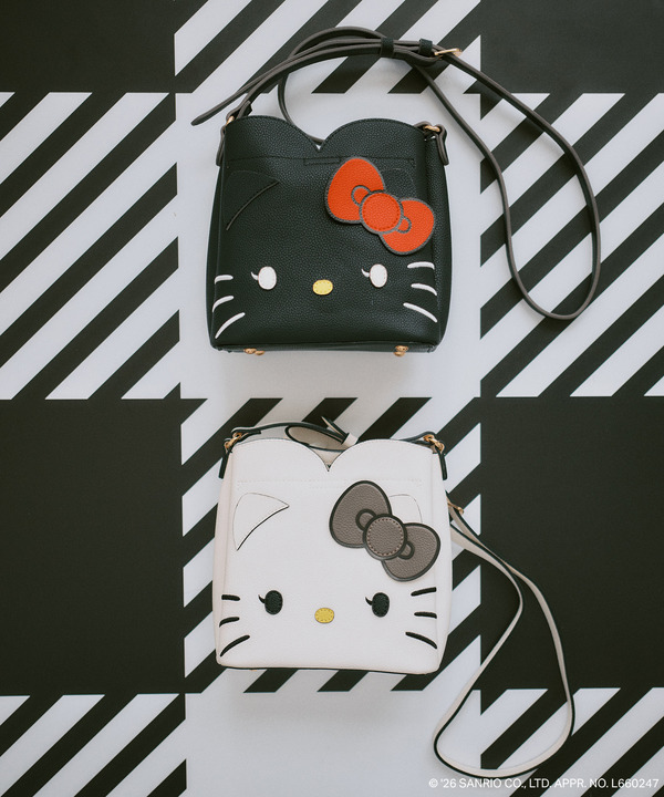 HELLO KITTY×VIS「ダブルフェイスハートカットミニショルダーバッグ」Black / White