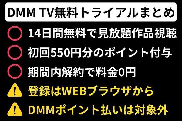 DMM TV 無料トライアルまとめ