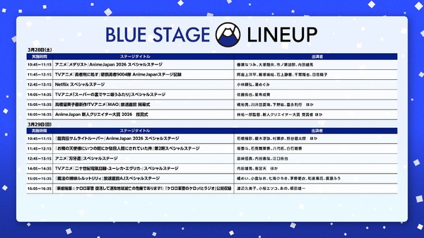 「AnimeJapan 2026」BLUEステージ