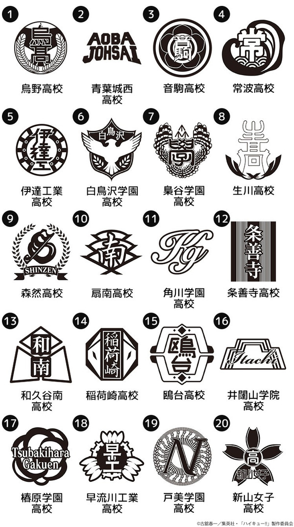 「ハイキュー!! スクールアイコンスタンプコレクション」スクールアイコン