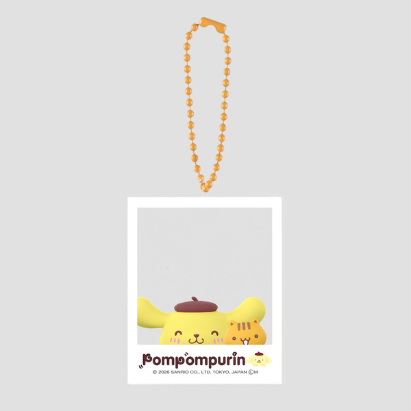 「ポムポムプリン はいっ！ポーズ！キーホルダー」ベーグルとにっこり