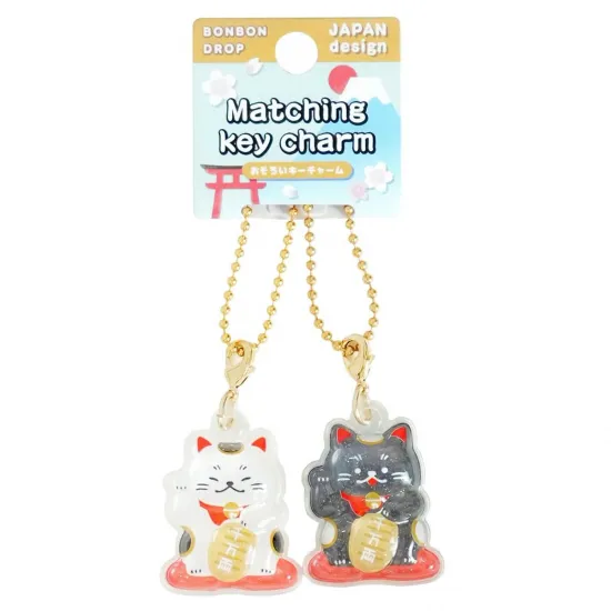 和柄　ボンボンドロップおそろいキーチャーム　招き猫