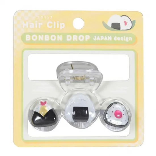 和柄　ボンボンドロップヘアクリップ（3列）　おにぎり