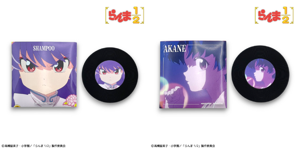 TVアニメ『らんま1/2』TOKYO MADNESS CLUB レコード風ラバーコースター シャンプー（左）、天道あかね＞