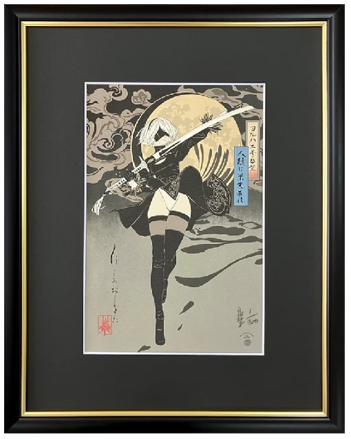 『NieR:Automata』 浮世絵木版画「ヨルハ二号B型」｜SQUARE ENIX監修