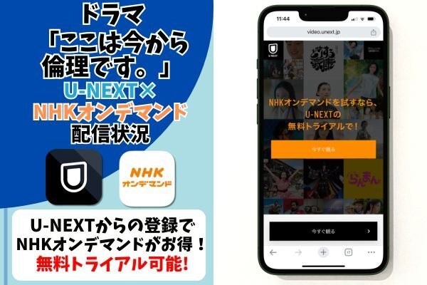 ドラマ『ここは今から倫理です。』U-NEXT×NHKオンデマンド配信状況