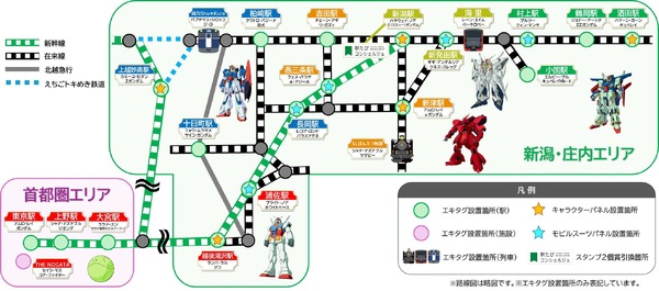 「JR東日本 新潟・庄内 機動戦士ガンダムシリーズ エキタグスタンプラリー ～勝利の栄光を、君に！～」エリアマップ