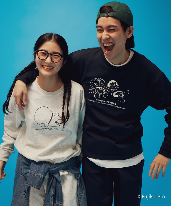 GLOBAL WORK「ドラえもんルームウェアセット」着用イメージ