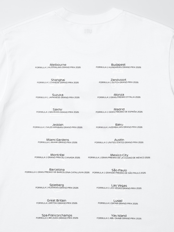 ユニクロ「Disney x Formula 1 UT」MEN　カラー：00 WHITE　BACK