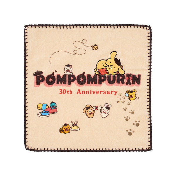 ポムポムプリン30周年記念グッズ「POMPOMPURIN 30th Anniversary タオル（ロゴ）」