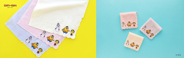 タオルハンカチ（コジコジと次郎とコロ助刺繍/花に囲まれたコジコジ刺繍）