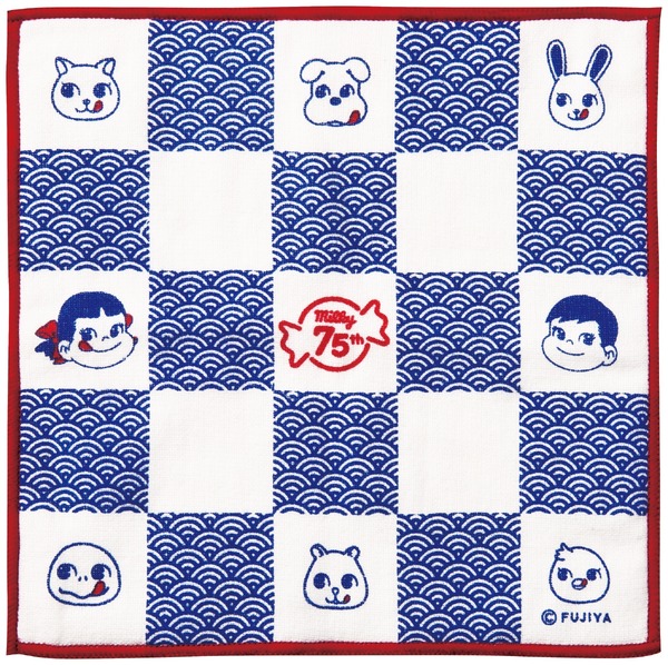 特典「〔非売品〕ペコちゃんポコちゃんとゆかいな仲間たち和タオル」