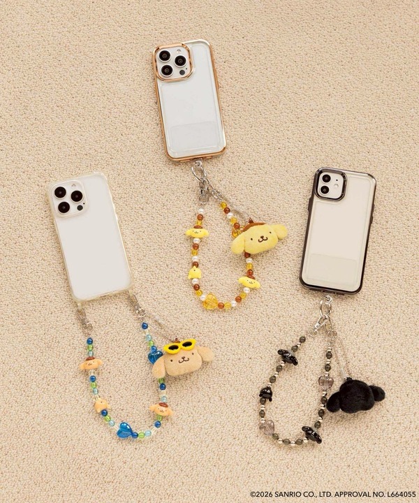 LOWRYS FARM「ポムポムプリン」コラボ　「【ポムポムプリン】／フェイスキーチャームツキHS」全3色