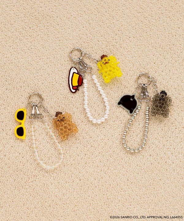 LOWRYS FARM「ポムポムプリン」コラボ　「【ポムポムプリン】／ビーズキーチャーム」全3色