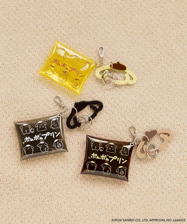 LOWRYS FARM「ポムポムプリン」コラボ　「【ポムポムプリン】／カラビナツキクリアポーチ」全3色