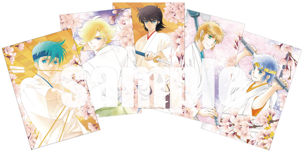 「『鎧伝サムライトルーパー』画集 桜華絢爛」のカバー絵のポストカード5枚セットも販売。