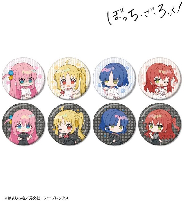 上倉エクさんイラスト 白いワンピースver.&黒いワンピースver. トレーディンググリッター缶バッジ