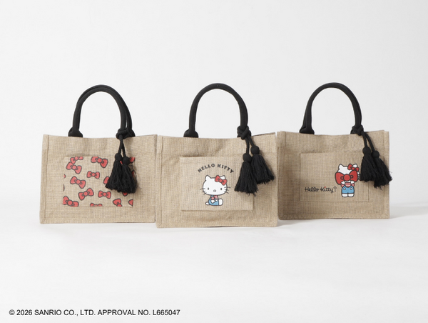 ハローキティ × grove「ジュートタッセルトート」全3種