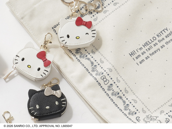 ハローキティ × grove「フェイスチャームポーチ」全2色