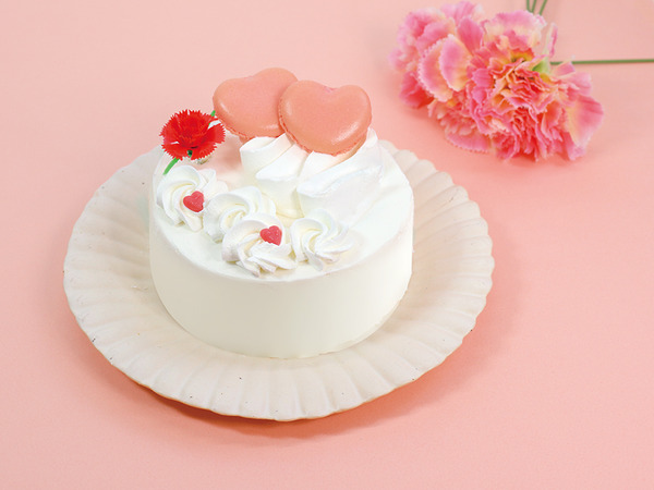 「母の日 ハートのフラワーケーキ」
