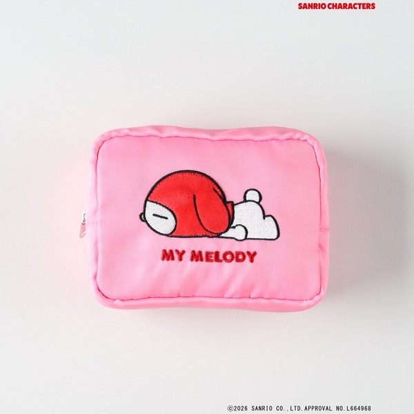 サンリオキャラクターズ×ライトオン　「フェイス刺繍ポーチ」ピンク（マイメロディ）
