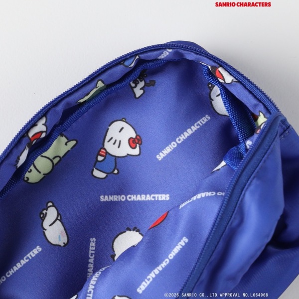 サンリオキャラクターズ×ライトオン　「フェイス刺繍ポーチ」内部に総柄のキャラクター