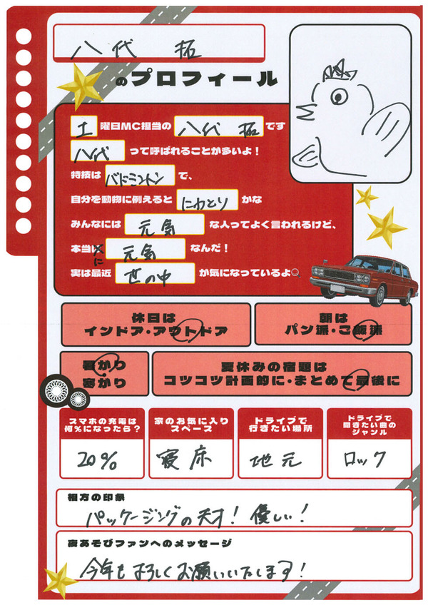 ＜プロフィール帳＞八代拓さん