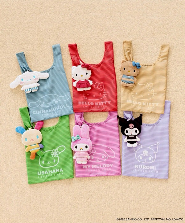 サンリオキャラクターズ×LOWRYS FARM　「ポーチ付きエコBAG」全6種