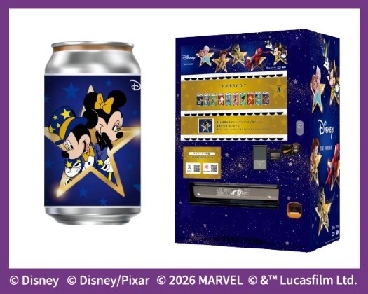 Disney THE MARKET 2026「TAG LIVE LABEL缶」ステッカー付き自動販売機