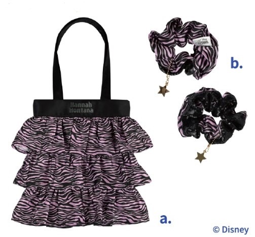 ハンナ・モンタナ「a.フリルトートバッグ、b.シュシュ」阪急うめだ本店先行販売