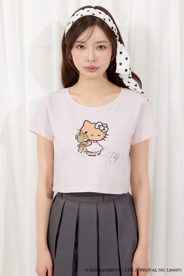【HELLO KITTY】グリッターロゴミニTシャツ