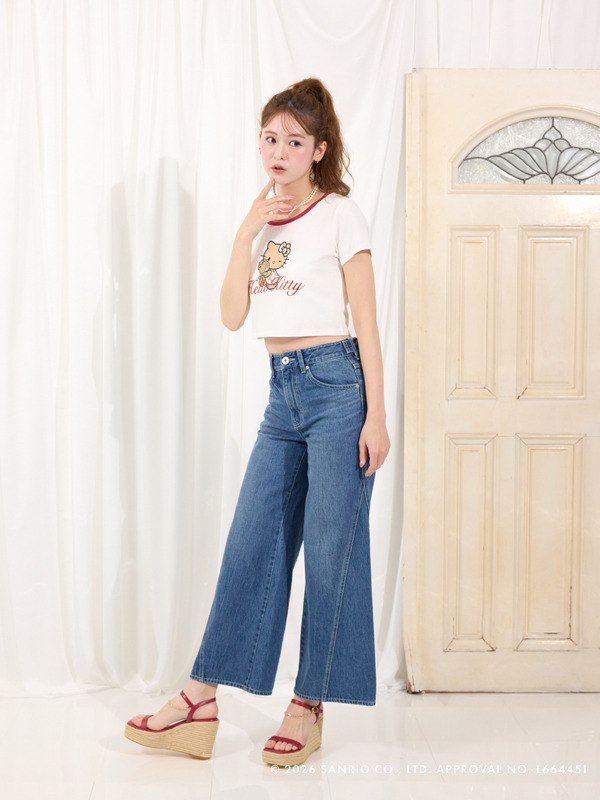 【HELLO KITTY】グリッターロゴミニTシャツ