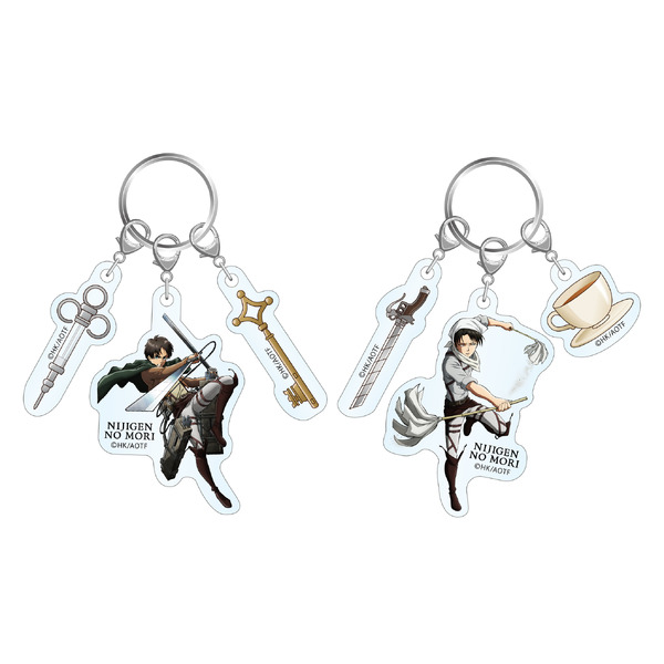 「『進撃の巨人』× ニジゲンノモリ 」3連アクリルキーホルダー 各1,100円（税込）