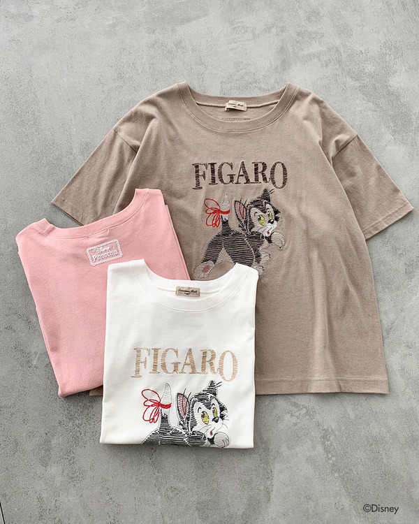 【Disney】ピノキオ/フィガロ刺繍Tシャツ