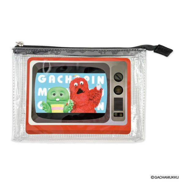 クリア２ポケットポーチ　ガチャピン・ムック（税込：2,200円）