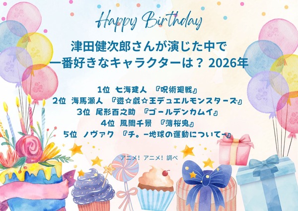 [津田健次郎さんが演じた中で一番好きなキャラクターは？ 2026年版]第1位～第5位までを一気に見るならコチラ