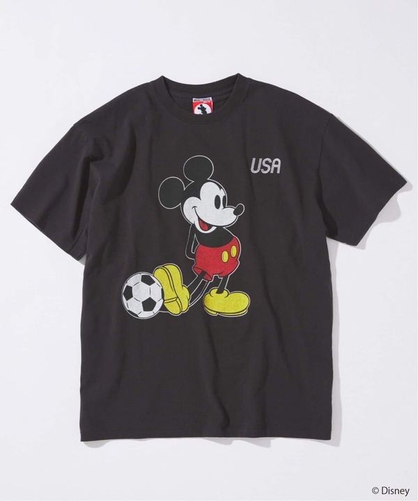 JOURNAL STANDARD「MICKEY MOUSE / ミッキー マウス 別注 サッカー プリント Tシャツ ブラック」