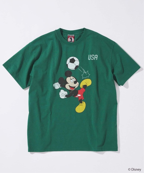 JOURNAL STANDARD「MICKEY MOUSE / ミッキー マウス 別注 サッカー プリント Tシャツ グリーンB」