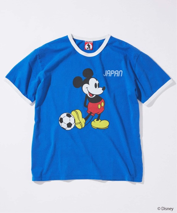 JOURNAL STANDARD「MICKEY MOUSE / ミッキー マウス 別注 サッカー プリント Tシャツ ブルー」
