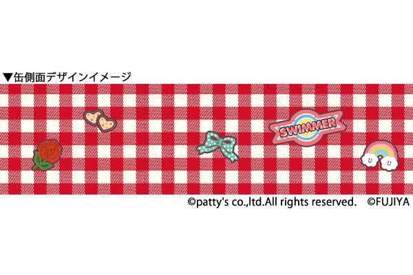 「SWIMMER×PEKOコラボハートクッキー缶」缶側面デザインイメージ