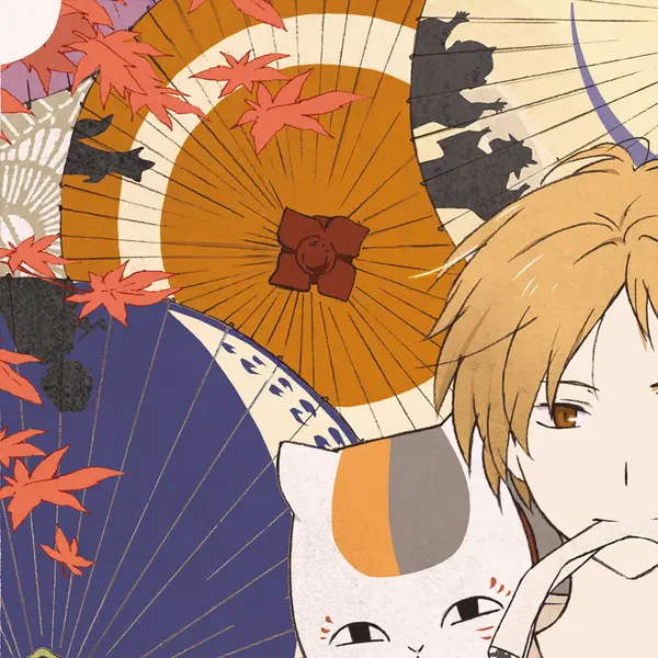 「夏目友人帳浮世絵『秋風和傘模様』」部分アップ