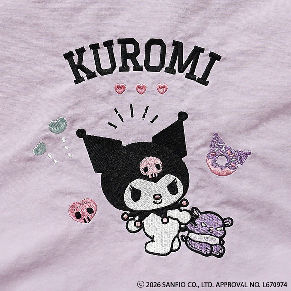 unify × Sanrio characters「クロミが刺繍されたミニポシェット SUPK-03K」ラベンダーの部分アップ