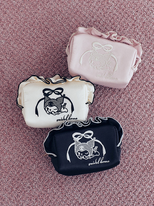 【SNIDEL HOME】クロミ  サテン刺繍フリルポーチ