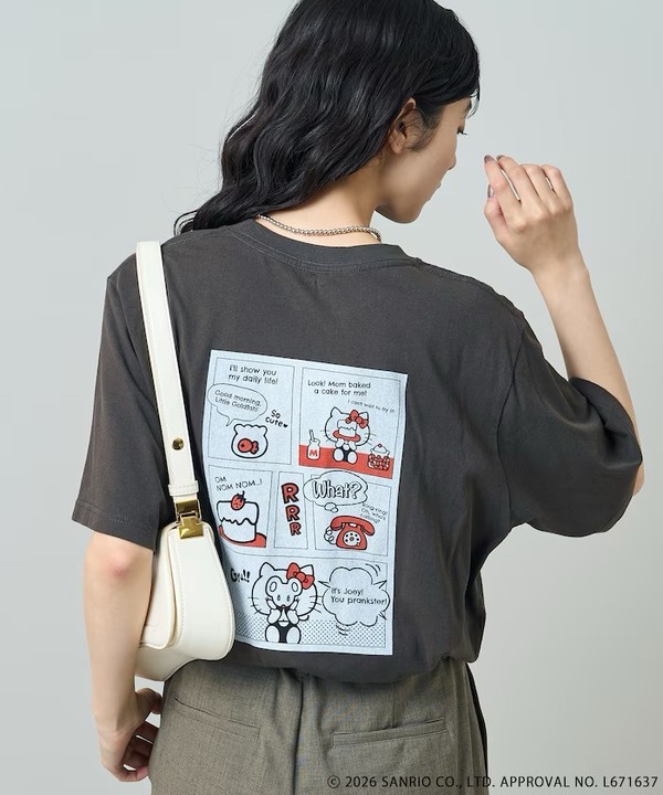 “HELLO KITTY”目隠し コミックプリントTシャツ　¥5,995 tax in