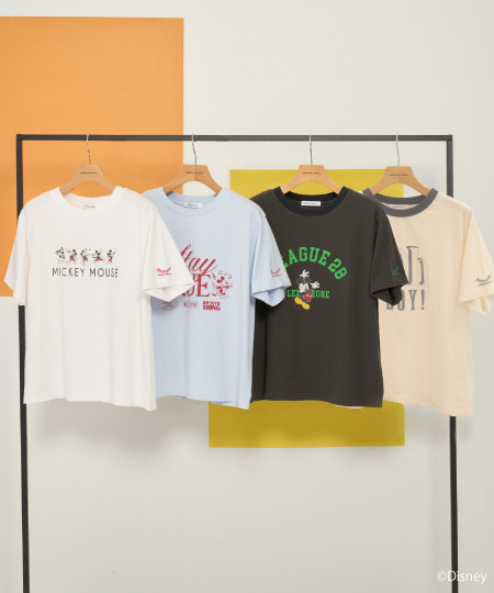 【Mickey＆Friends】ビンテージ加工アソートプリントTシャツ