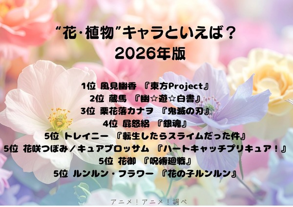 [“花・植物”キャラといえば？ 2026年版]第1位～第5位を一気に見るならコチラ