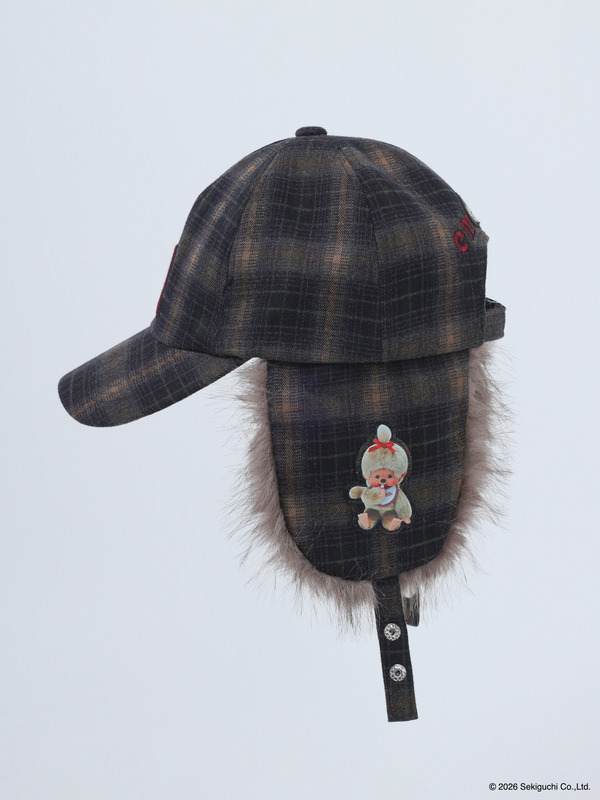 【Monchhichi×EMODA】チェックイヤーフラップキャップ