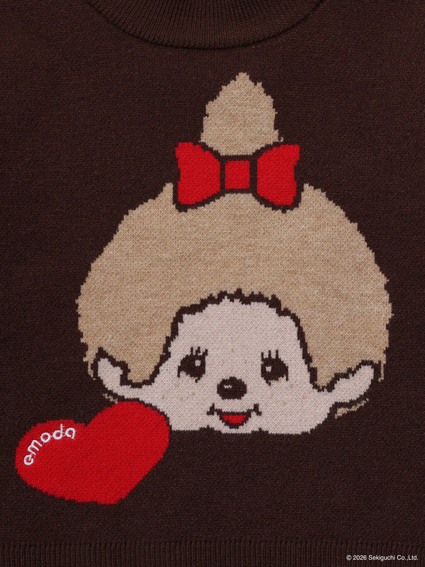 【Monchhichi×EMODA】ジャガードハイネッククロップニット