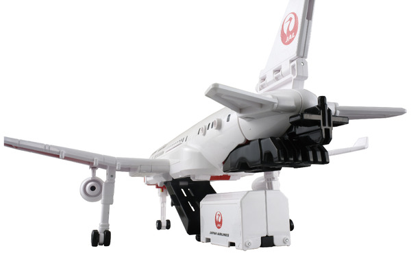 「トミカ ジョブレイバー TJBDX DX スカイブレイバー JAL ジェット旅客機」機体からコンテナ発車